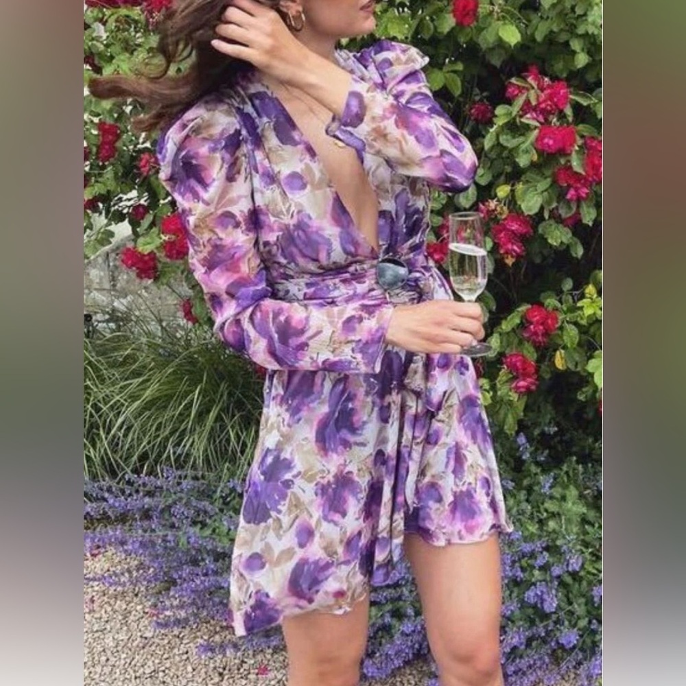 MISHA COLLECTION Purple Floral Mini Dress